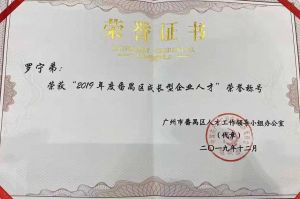 开云(中国)集团CEO罗宁弟荣膺番禺区杰出产业人才奖
