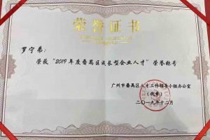 开云(中国)集团罗宁弟董事长荣获“2019年度番禺区成长型企业人才”